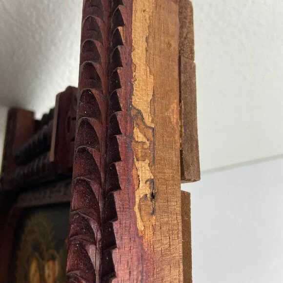 Vintage Religious Old Icona Virgin Mary & Baby Jesus Framed Picture - Picture 14 of 16